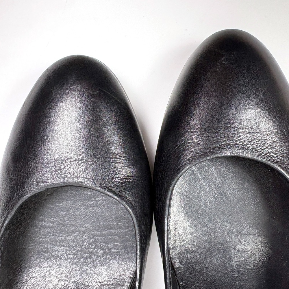 Ecco Black Leather Pumps Sz 40 9 9.5 Danish Style Block Heels Minimalist Career - Picture 8 of 16